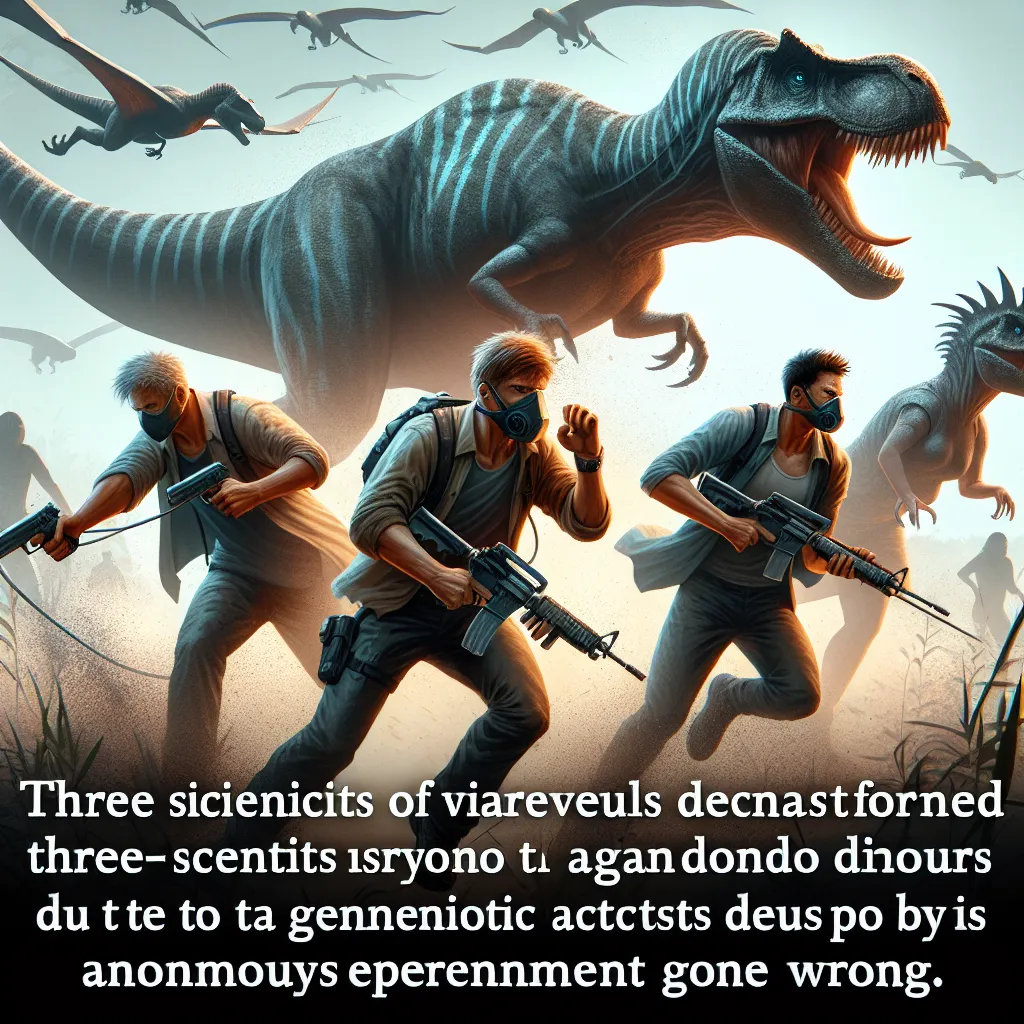 An epic science fiction tale of a genetic experiment gone awry, transforming three scientists into dinosaurs with newfound abilities and instincts. Hunted by the government, they must navigate their new reality and fight to survive in a world that fears and misunderstands them.