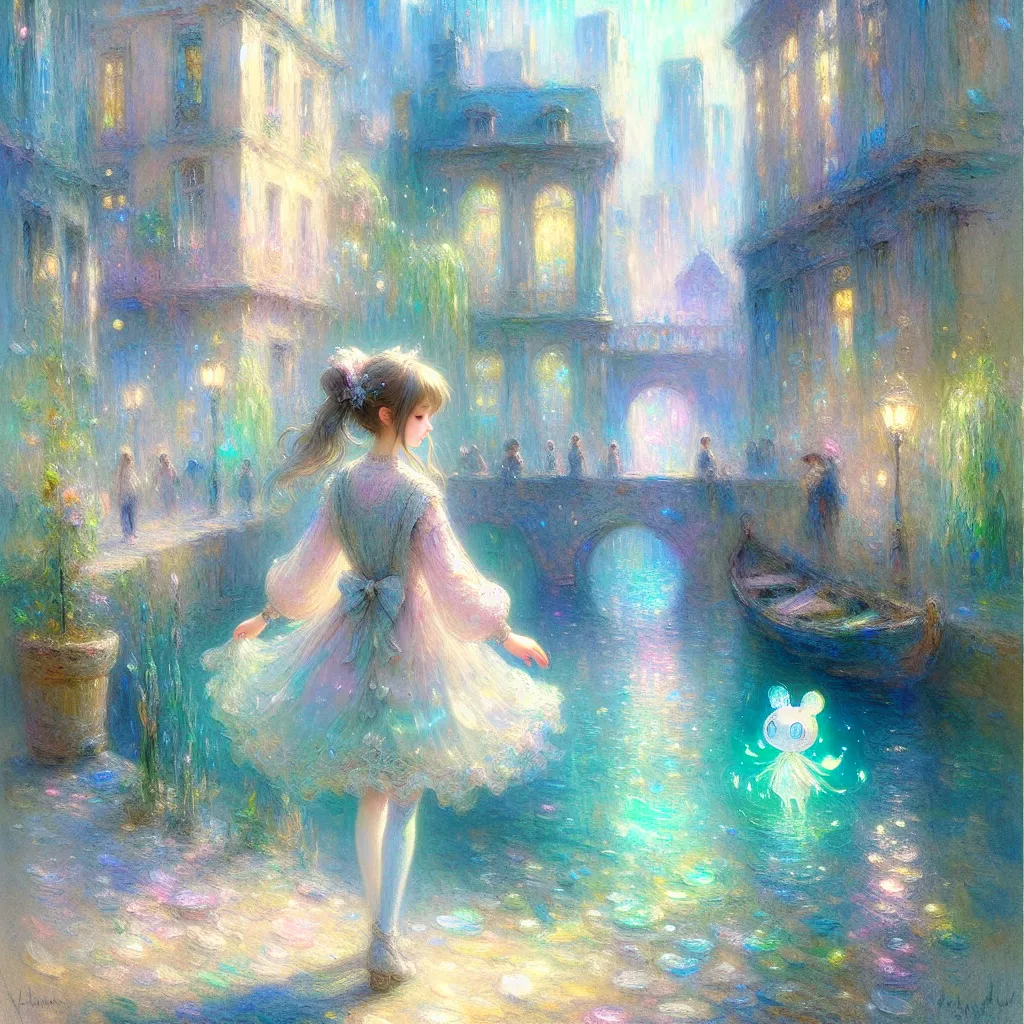 Madoka Kaname, Homelessness, Kyubey, Identity, Magical Girl in the style of Monet