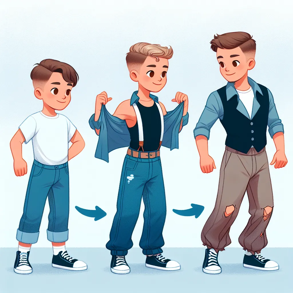 A young boy named Oliver transforms into a drag queen named Veronica, as shown in a series of images. The transformation includes changes in height, weight, hair color and style, clothing, and overall appearance. Veronica is depicted confidently strutting in a club, interacting with others, and ultimately transforming a man into a persona similar to her own.