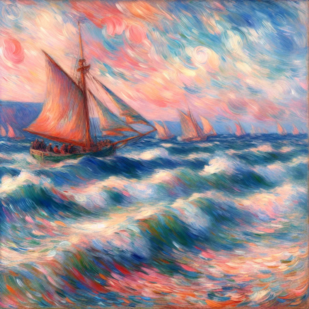 Wind, Whispers, Transformation, Despair, Triumph in the style of Monet