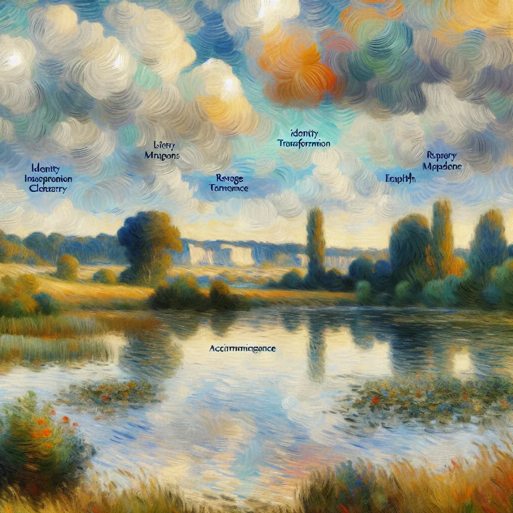 Identity, Transformation, Revenge, Acceptance, Empathy in the style of Monet