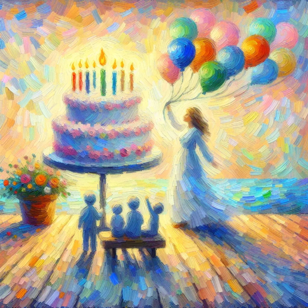 Birthday, Name, Family, Identity, Transformation in the style of Monet