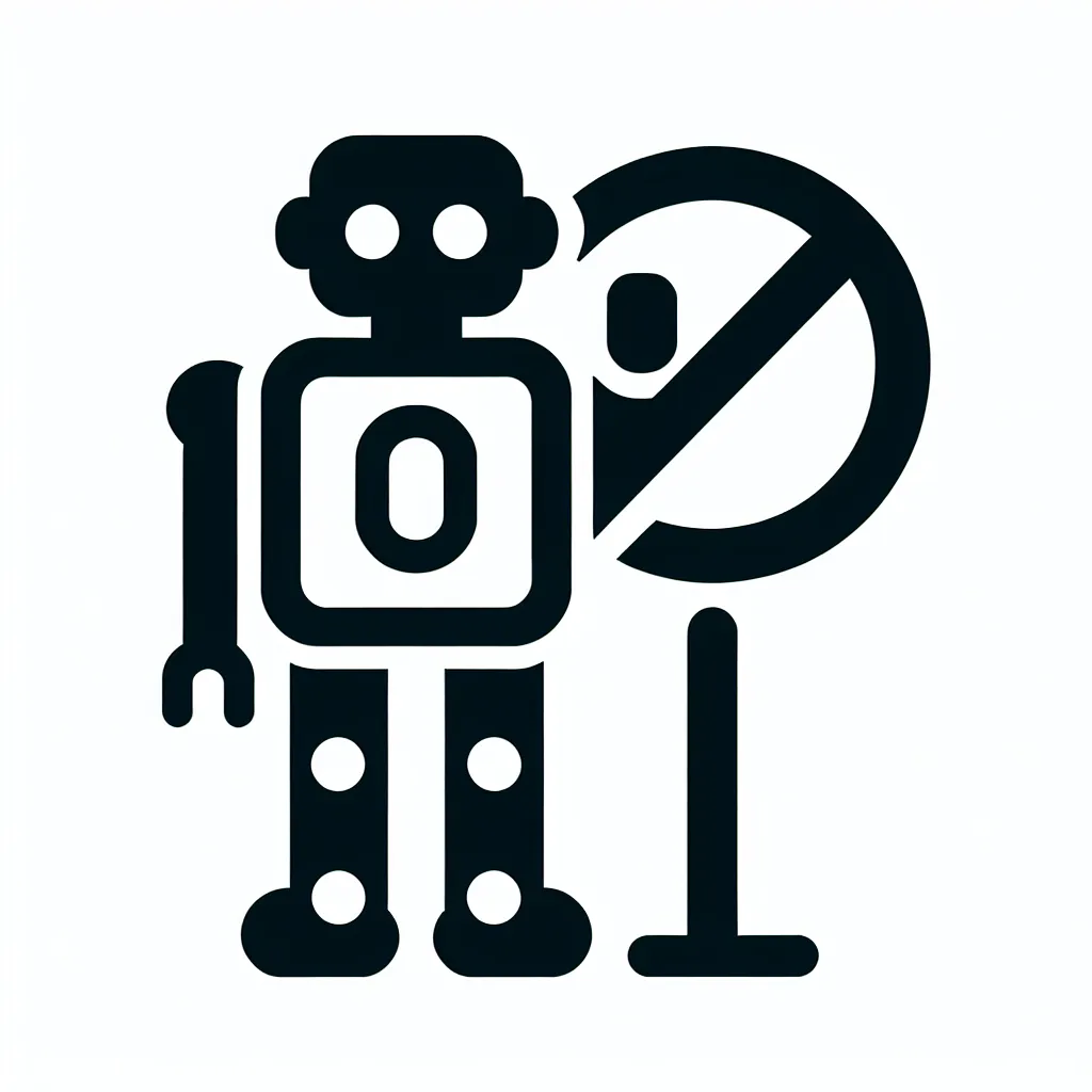 A simple and clean image of a robot, symbolizing refusal or inability to comply with a request.