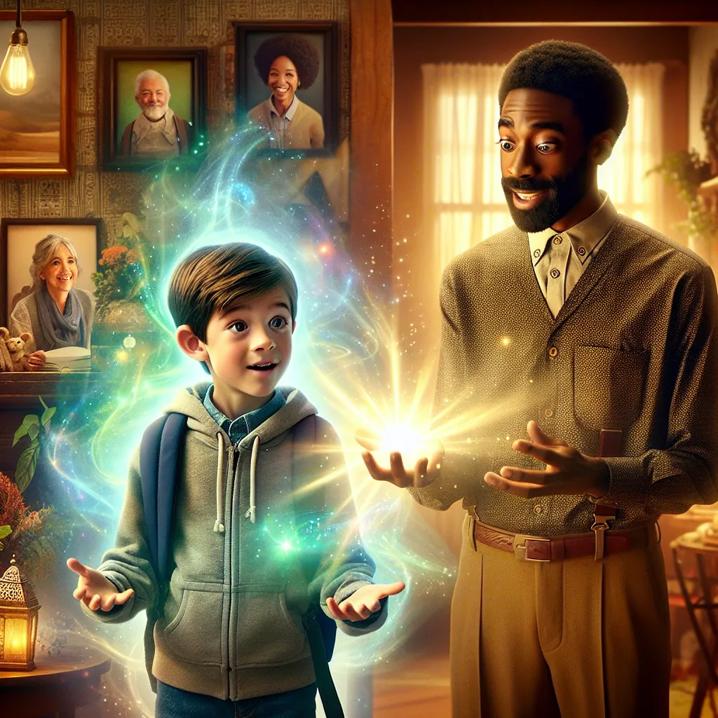 A seven-year-old boy named Oliver James Carter finds himself in a magical encounter with a woman named Latasha Green, resulting in a body swap that leads to a journey of confusion, discovery, and ultimately, a heartwarming resolution with his family.