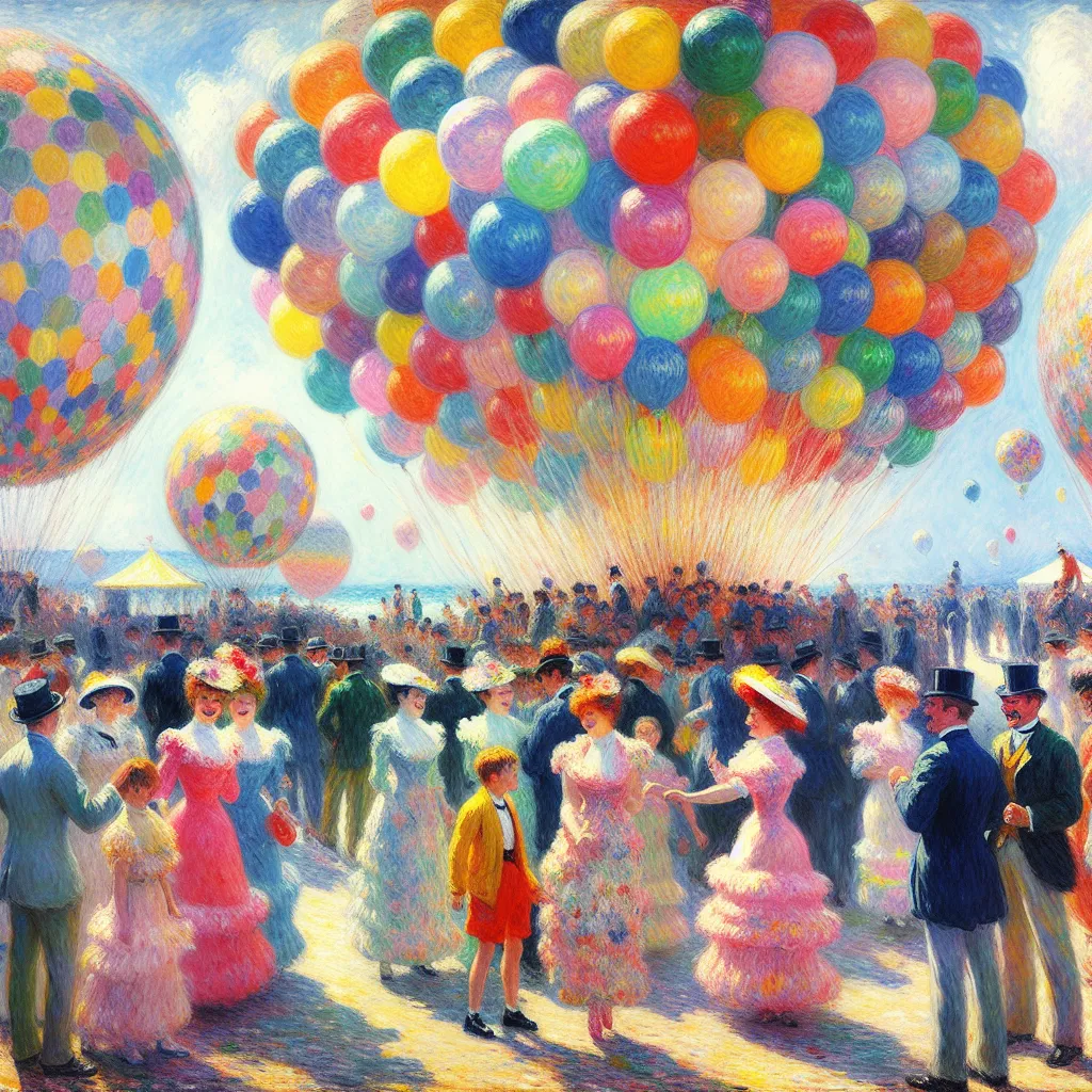 Circus, Balloon, Rubber, Inflate, Friends in the style of Monet