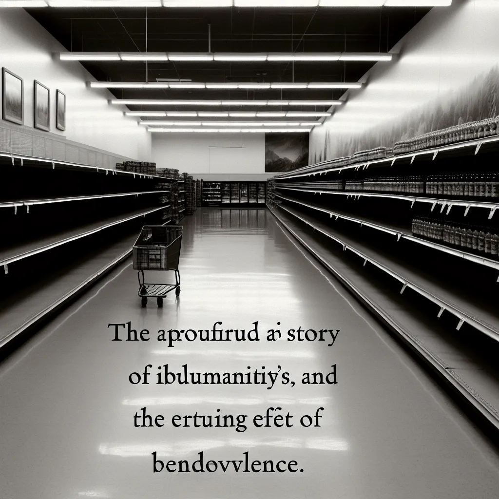 A somber image of a grocery store with empty aisles, symbolizing the aftermath of a tragic story of isolation, cruelty, and the lasting impact of kindness.