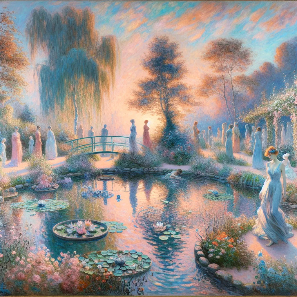 Identity, Transformation, Struggle, Acceptance, Loss in the style of Monet