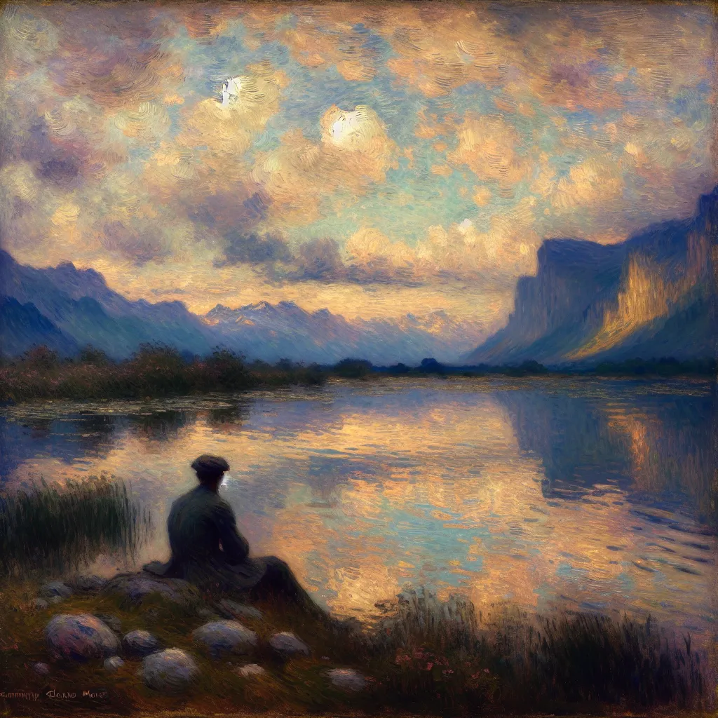 Solitude, Secret, Transformation, Validation, Fulfillment in the style of Monet