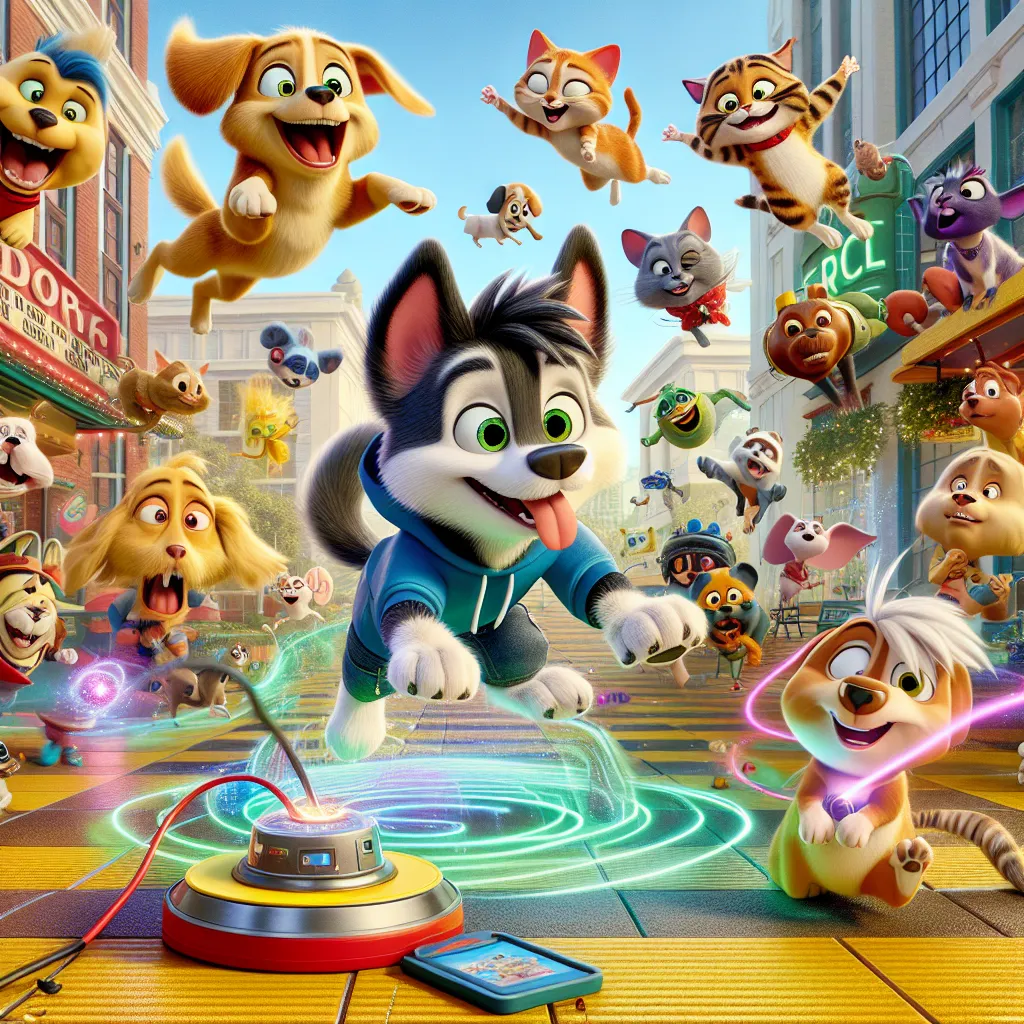 A whimsical and chaotic adventure unfolds in the Downtown Plaza of Paw-Tucket as Trip Hamston's hypnotic gadget turns his friends into their alter egos. From Jade transformed into a playful dog to Roxie freezing at the word 'fetch', the pets find themselves in hilarious situations until they band together to seek revenge and laughter, ultimately restoring order to their world.