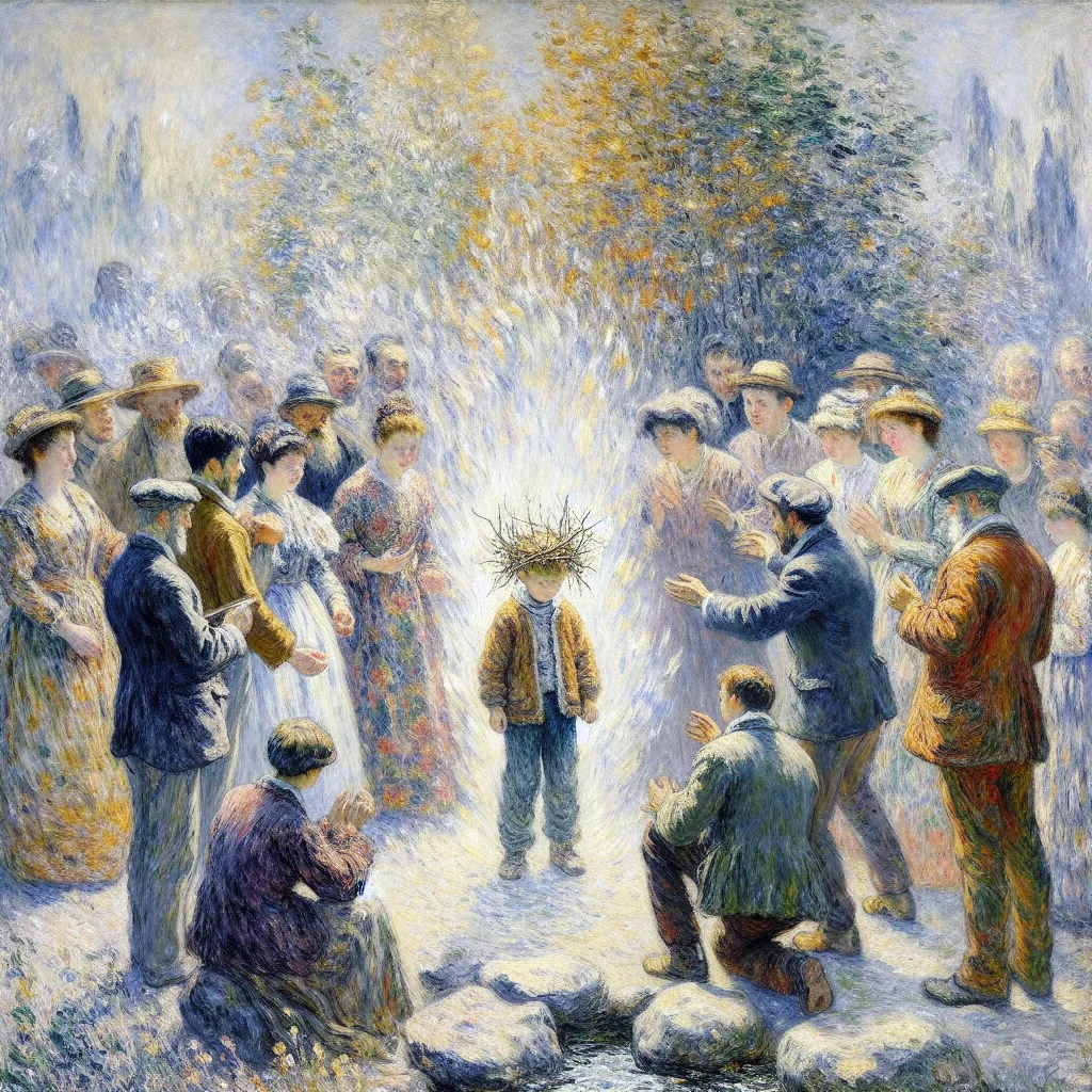 Child, Transformation, Family, Friendship, Identity in the style of Monet