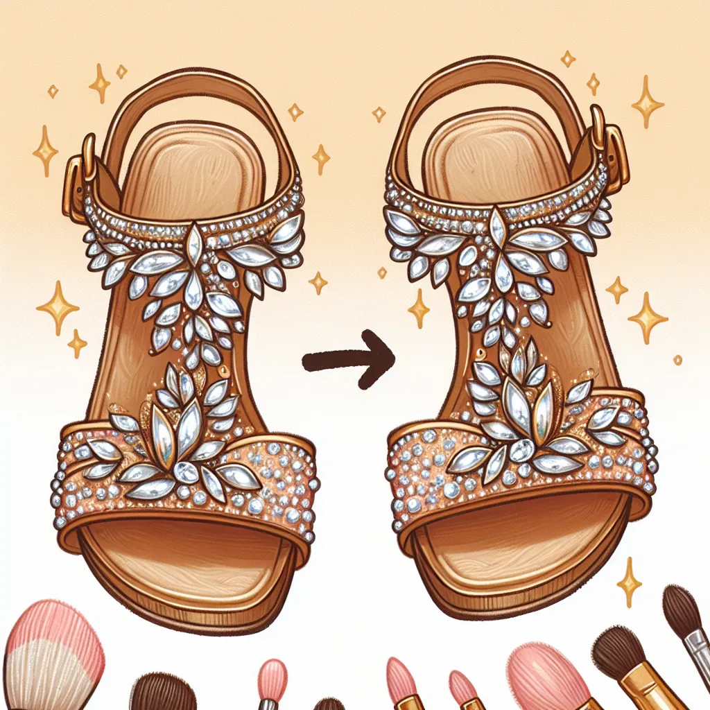 The image accompanying this story could feature a pair of gold sandals with sparkly rhinestones, representing the catalyst for the transformation in the story.