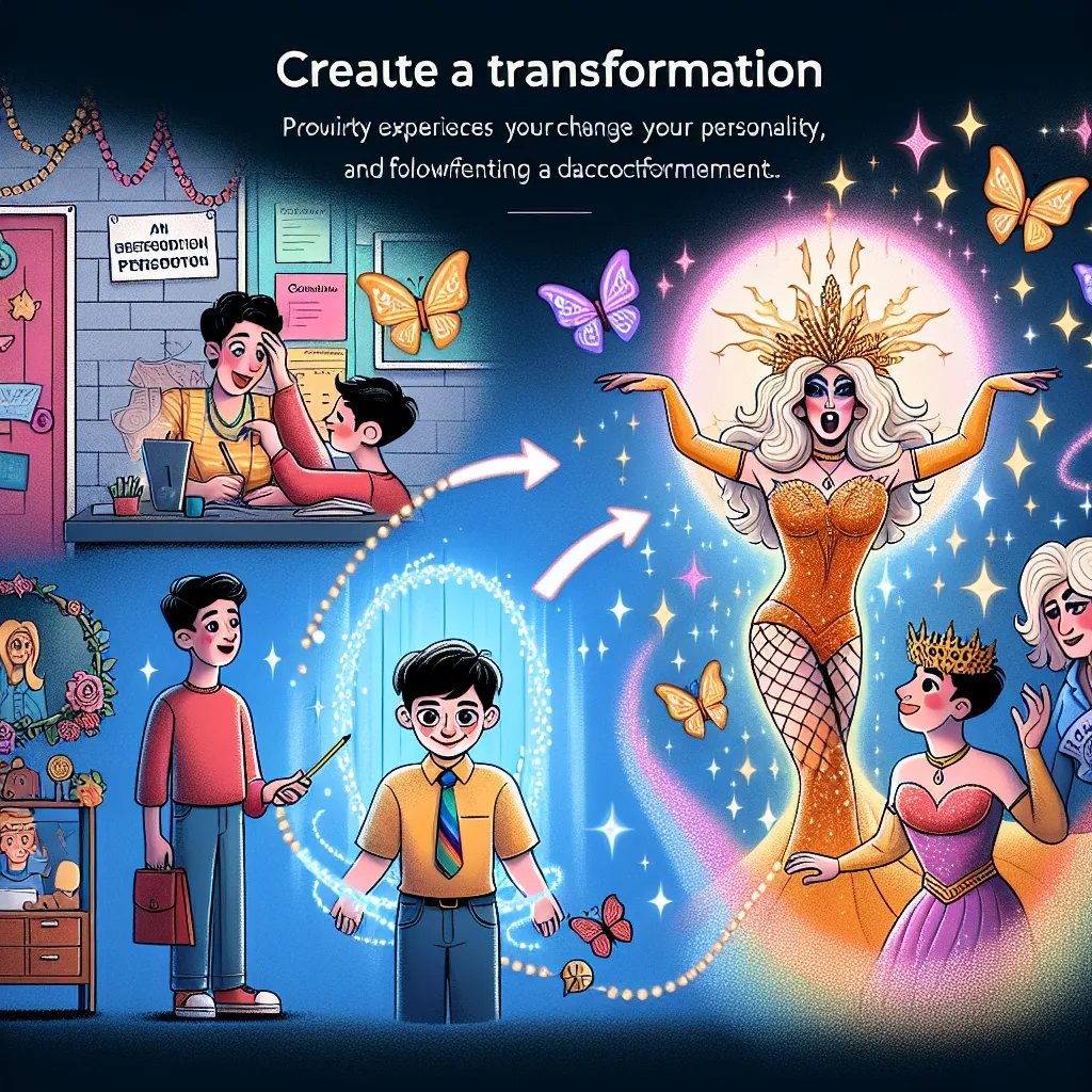 A vibrant and diverse cast of characters featuring a young boy named Ethan, his mother Karen, and drag queen Veronica. As the story unfolds, Ethan undergoes a magical transformation, swapping bodies with Veronica. They embrace their new identities and embark on separate but intertwined journeys, thriving in their respective lives and celebrating the beauty of transformation. From the glittering world of drag to career success, they find strength and love in their shared experiences. A story of r