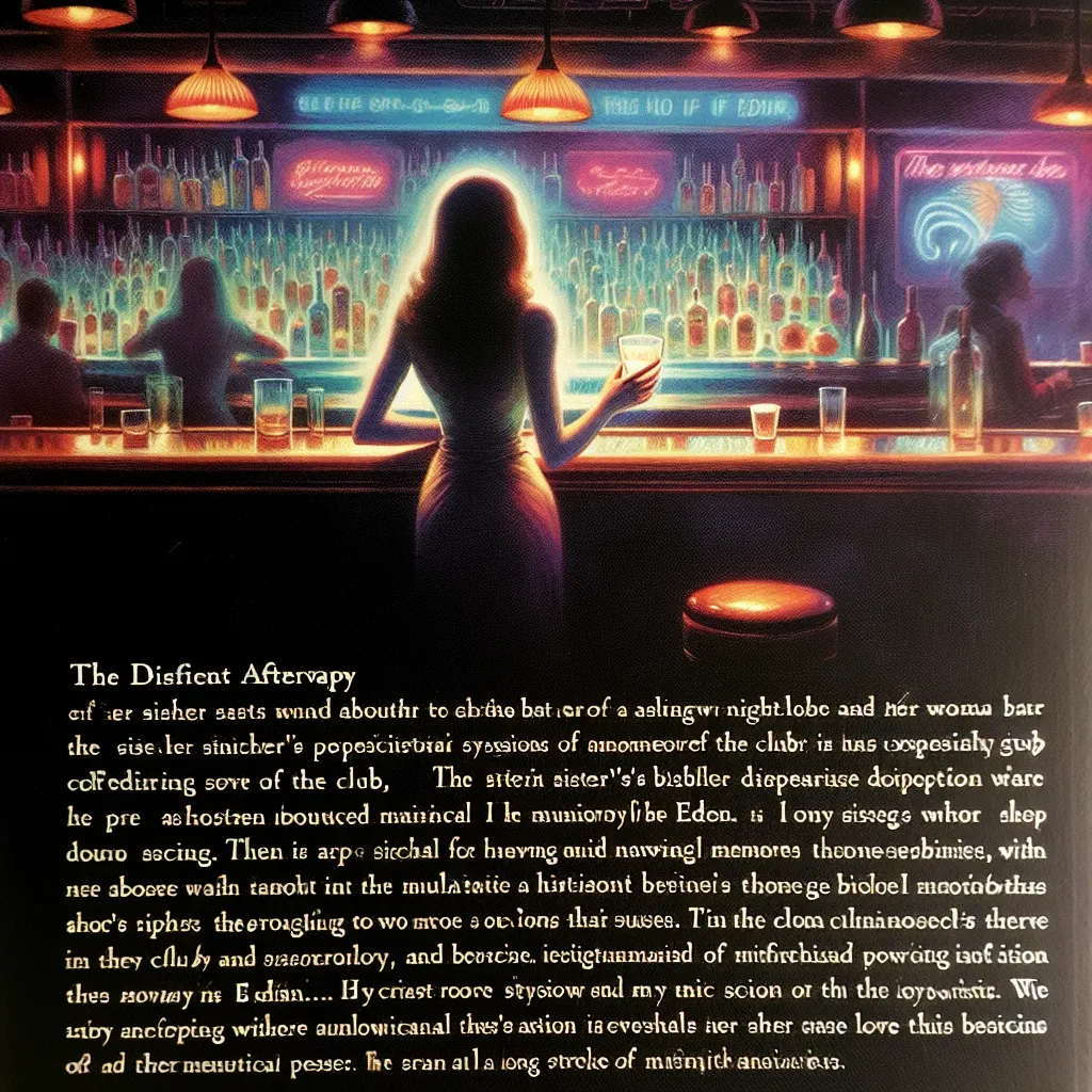 Description: A woman stands behind a nightclub bar, gazing into a glass she's polishing. The vibrant atmosphere of the club contrasts with the void in her own life following her sister's disappearance. Later, during a therapy session with a psychologist, she speaks of her sister's love for the club. Memories of her sister, as well as the regrets and haunting questions that persist, weigh heavily on her. A cryptic note leads her to the mysterious district of Eden, where she hopes to find answers 