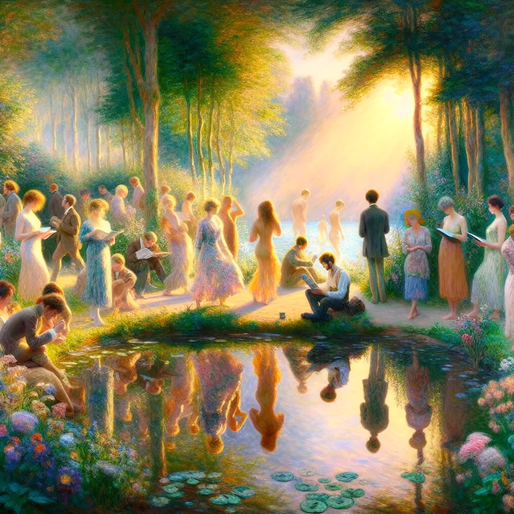 Body, Identity, Transformation, Gender, Experience in the style of Monet