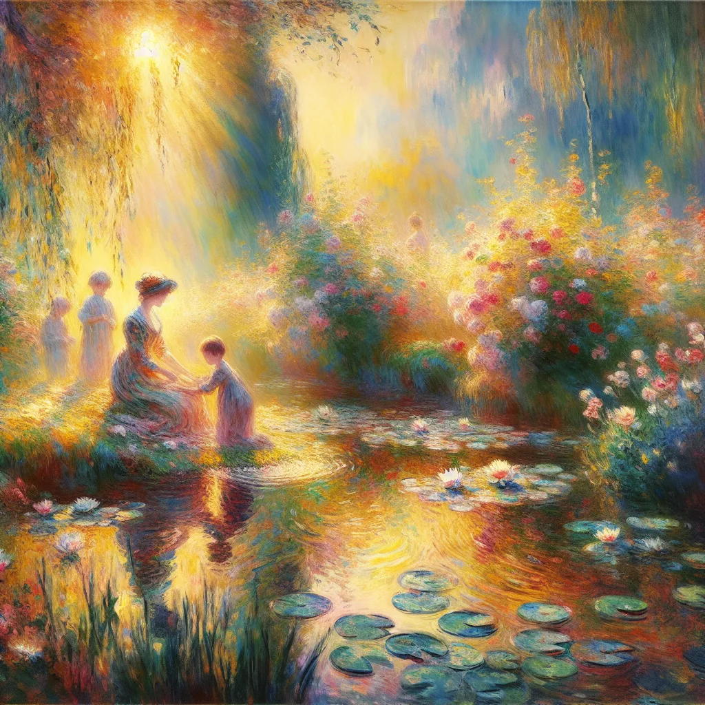 transformation, quiz, change, motherhood, identity in the style of Monet