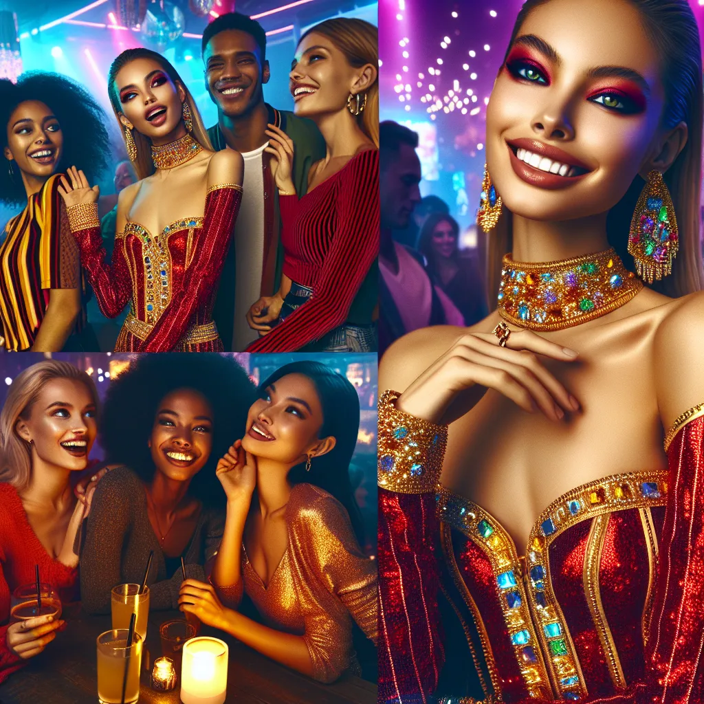 A young boy named Ethan transforms into a girl named Amara during a mysterious sleepover, leading to a vibrant, confident life full of fashion, friendship, and sass. Twisting fate, Amara embraces her new identity, radiating joy and charm in striking red and gold attire as she celebrates in a pulsing nightclub, surrounded by her empowering girl squad. With her shimmering jewelry reflecting neon lights, Amara's energy shines as she leads the night with style and grace, leaving a past of doubt behi