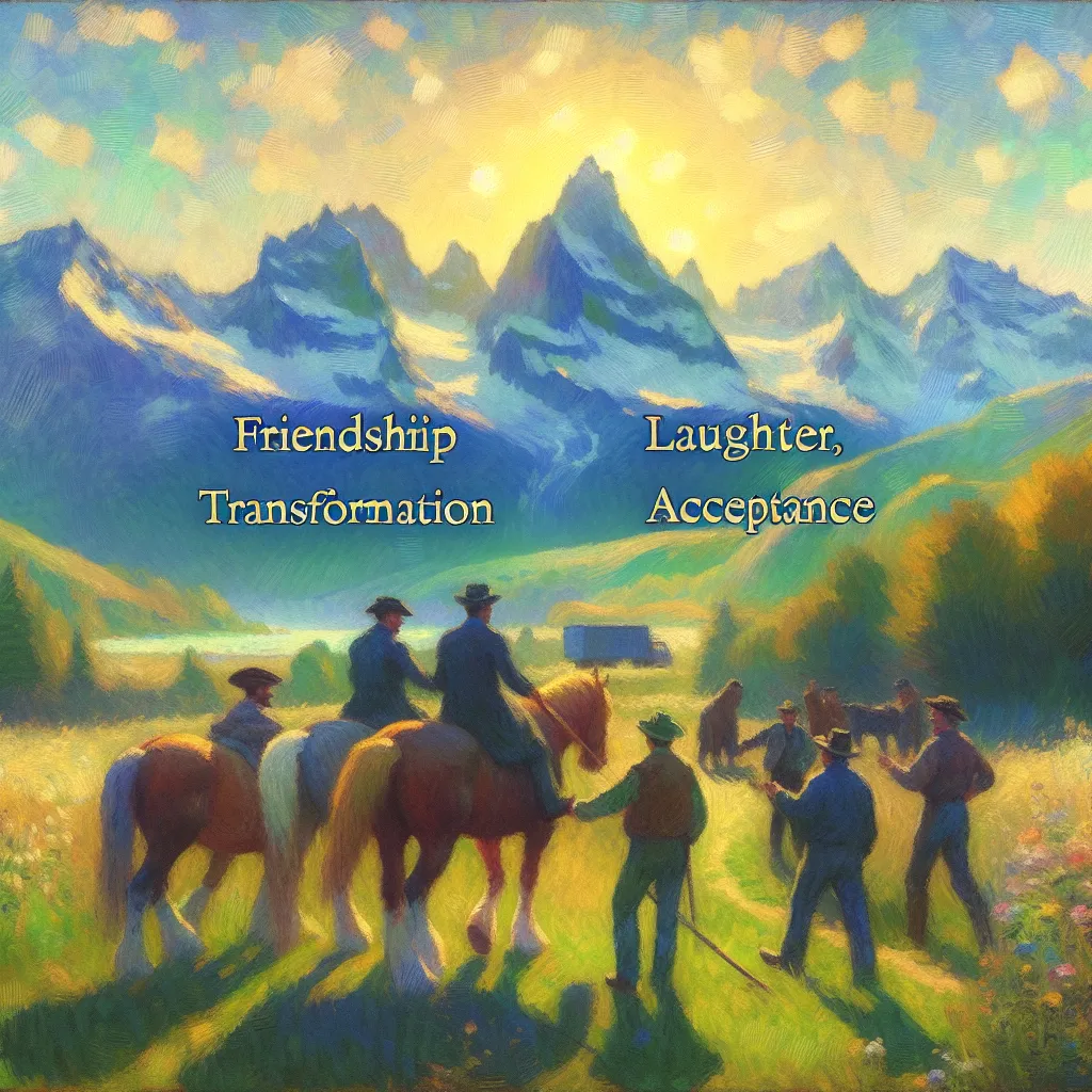 Friendship, Transformation, Laughter, Adventure, Acceptance in the style of Monet