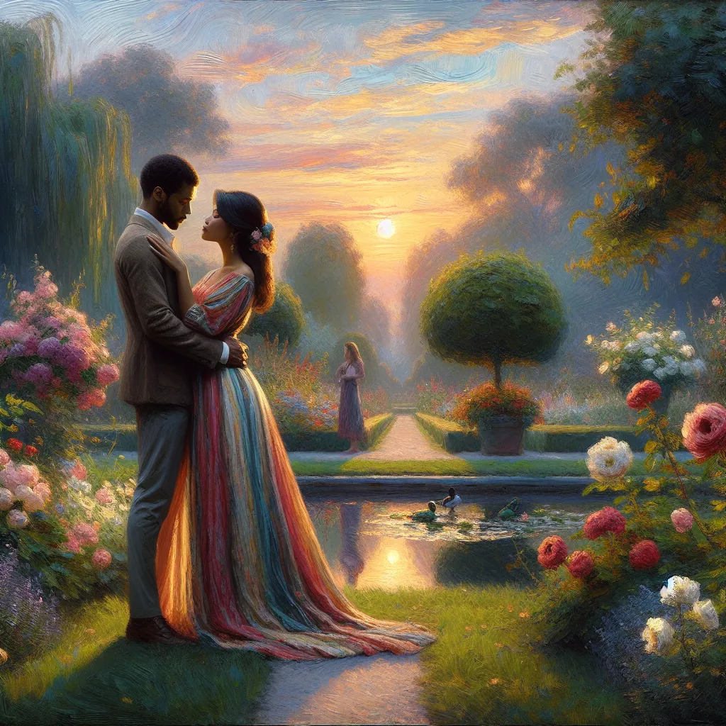 Seduction, Intimacy, Passion, Tenderness, Anticipation in the style of Monet