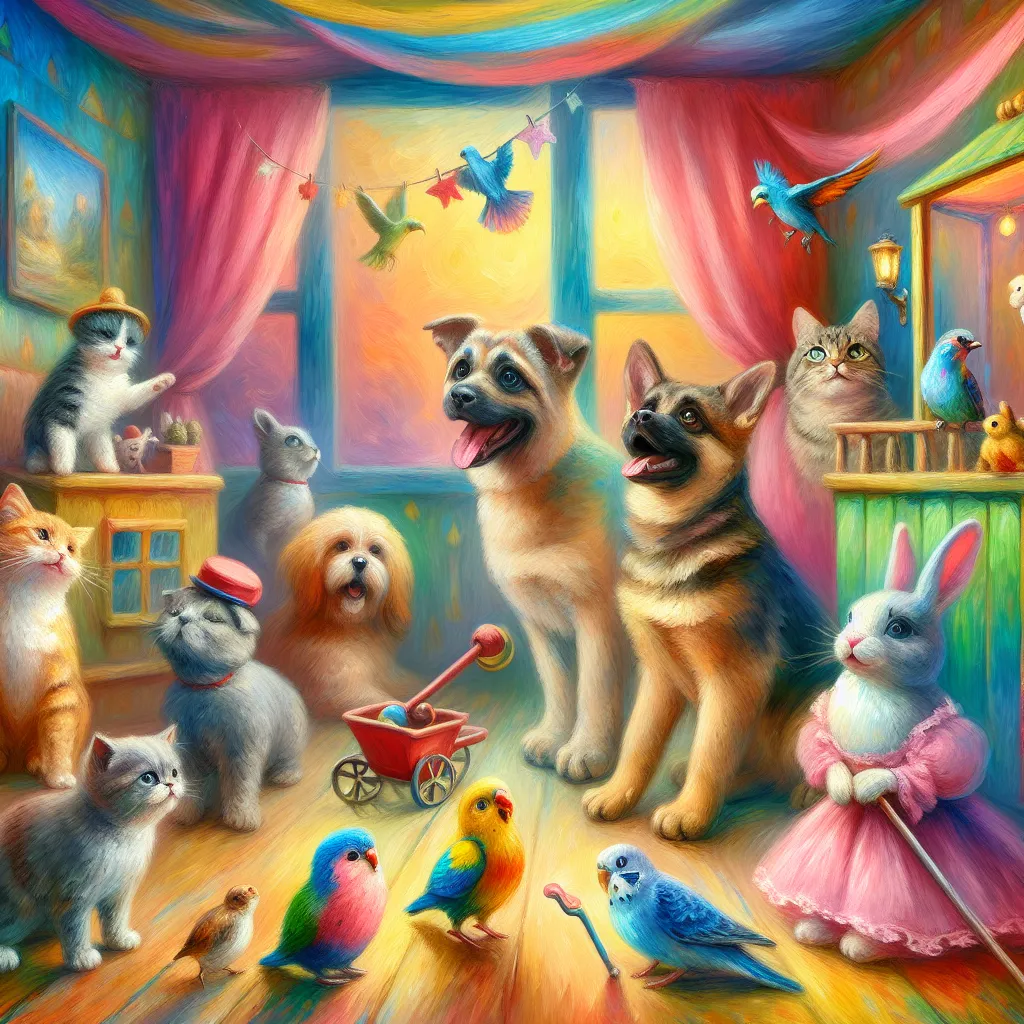 Pets, Playhouse, Body-swap, Drama, Performance in the style of Monet