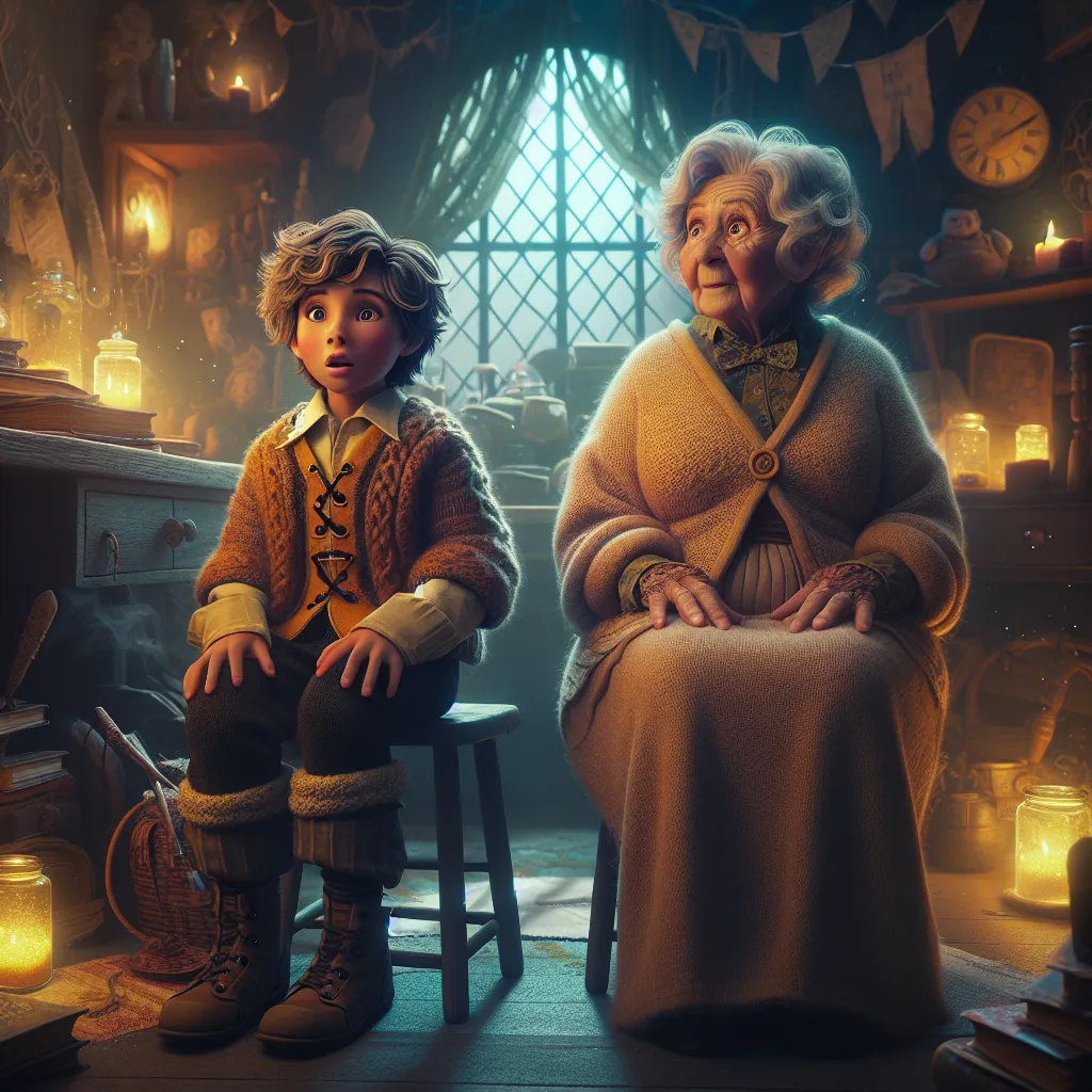 A young boy named Elliot is left in the care of his grandmother's friend, Gertrude, who then proceeds to switch bodies with him using a mysterious spell. The story follows the transformation and acceptance of these two characters, ultimately leading to Gertrude embracing her new youthful form and the boy enjoying his newfound elderly perspective.