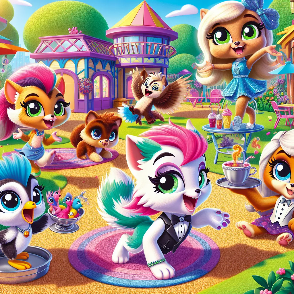 An episode of "Littlest Pet Shop: A World of Our Own" with the characters Roxie, Bev, Jade, Quincy, Edie, and Trip engaging in hilarious hypnotic pranks. Roxie barks, freezes fetching, and body swaps with Bev, while Quincy bravely carries out funny tasks. The pets turn the tables on Trip, making him their butler, and ultimately forgive him, ending with laughter and friendship in Paw-Tucket Park.