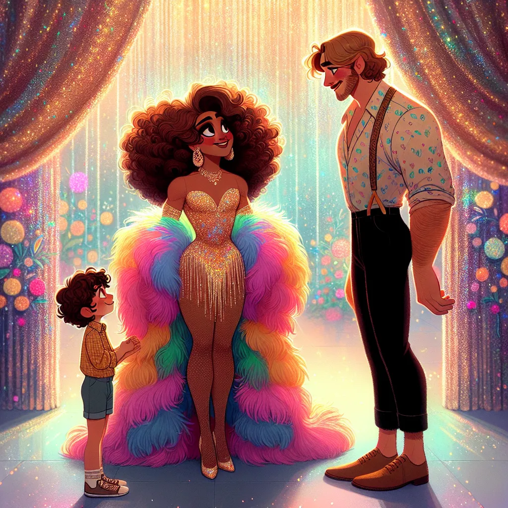 A detailed and heartfelt story of a drag queen named Velvet Vixen, a sweet boy named Oliver, and their gentle giant, Julian, finding comfort and love in a glittering cocoon of safety and acceptance.