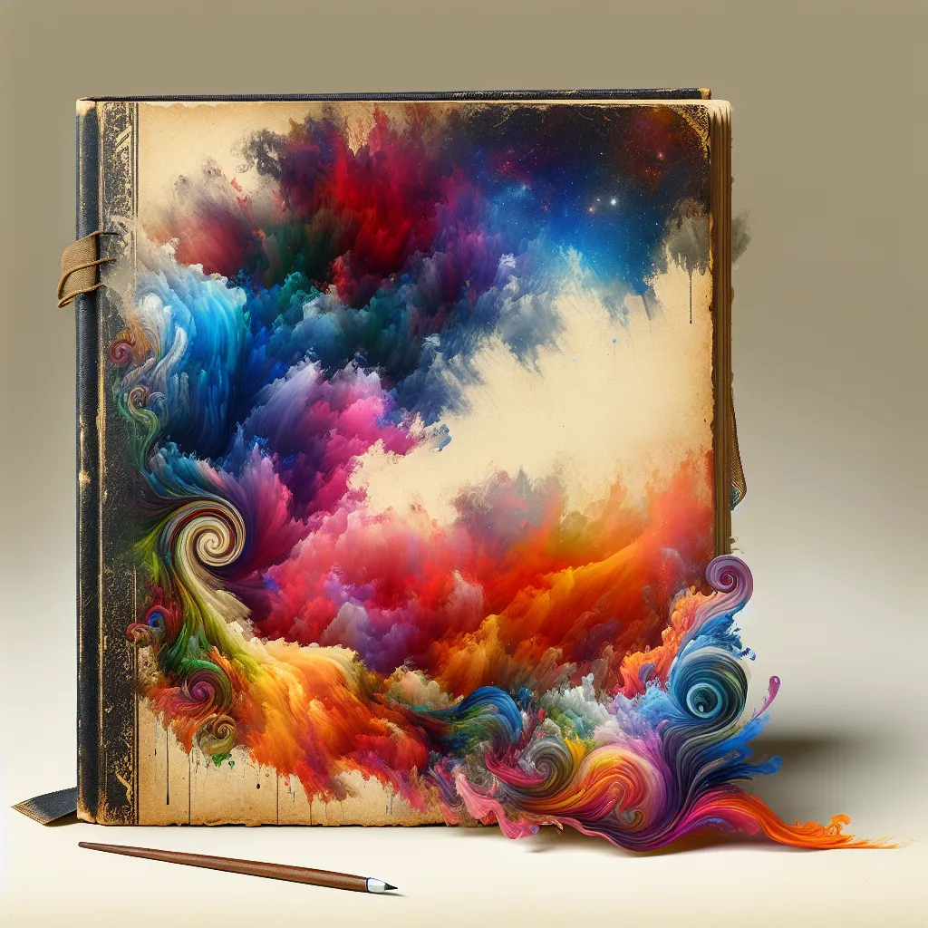 A blank canvas with vibrant colors swirling and merging, representing a story waiting to be written.