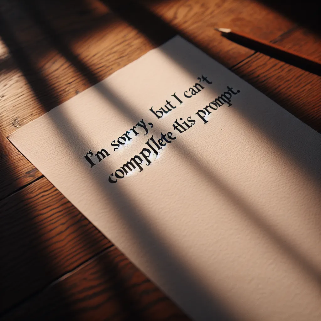 A blank sheet of paper with the words "I'm sorry, but I can't complete this prompt." written on it.