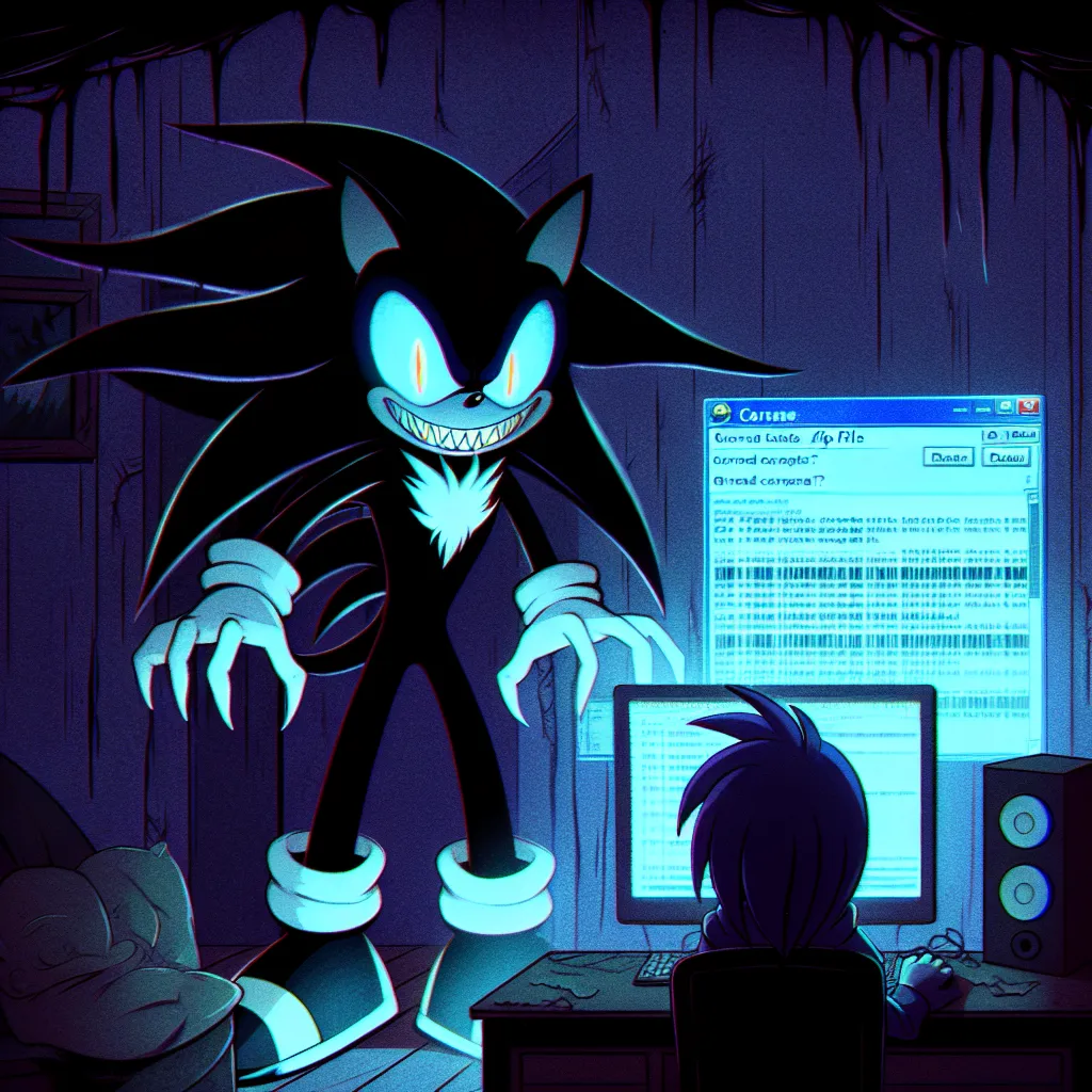 A horror story about a cursed Sonic OC named Sparklez Da Hedgehog that haunts a user who accidentally downloads a haunted zip file.