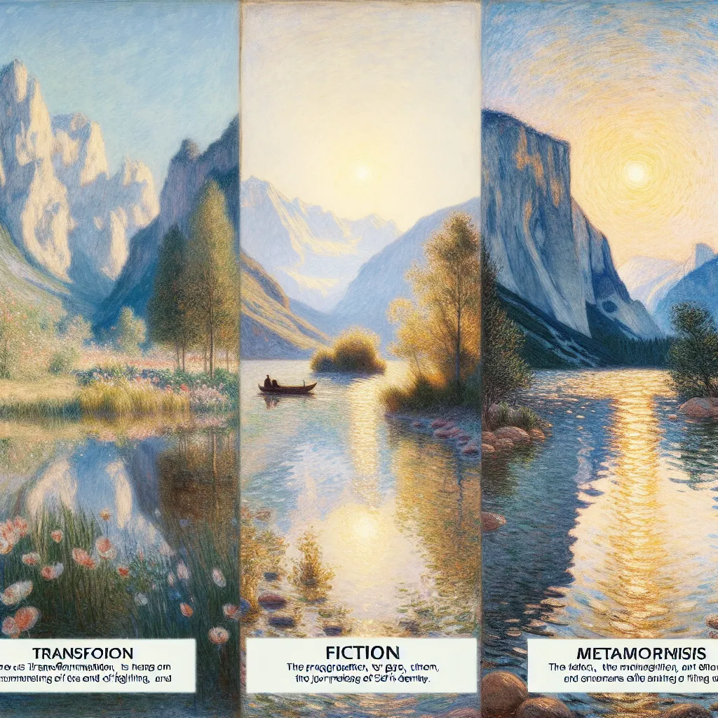 1. Transformation
2. Fiction
3. Growth
4. Metamorphosis
5. Identity in the style of Monet