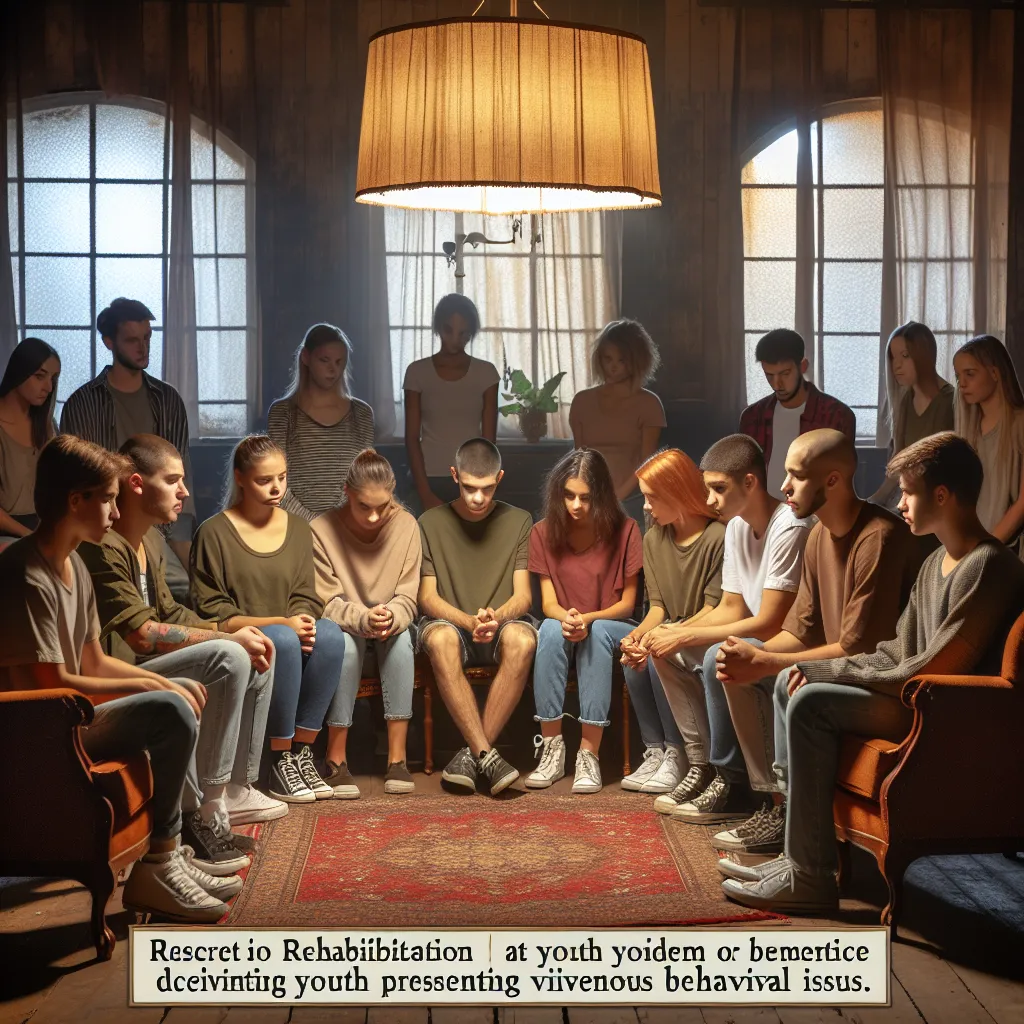 Young people sitting in a dimly lit room filled with antique furniture and a chandelier. A sense of camaraderie and escape emanates from the group as they form a tight bond in their secret sanctuary at the Anderson Center for troubled youth.