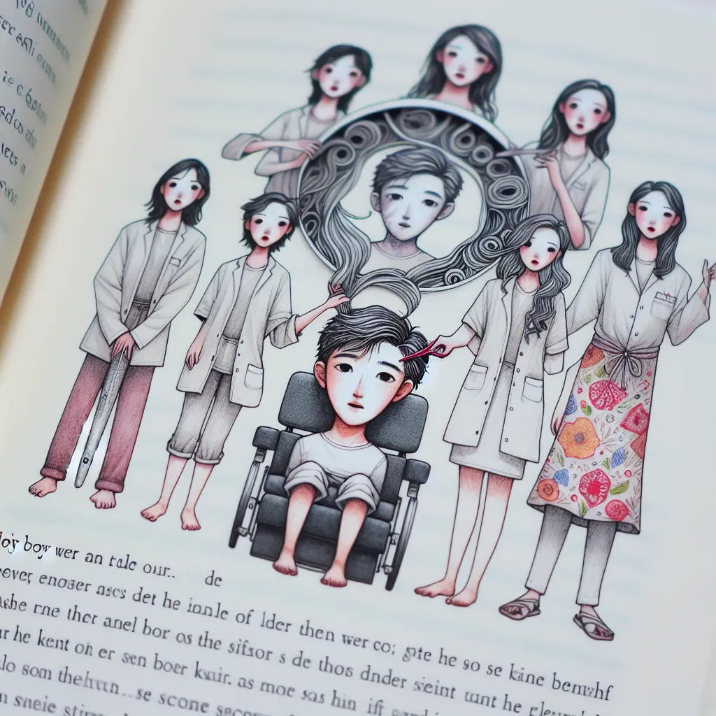A detailed and intricate story following the transformation of a young boy named Timmy into a character named Mi-kyung, set in a hair salon with five Korean women. The narrative delves into themes of identity, memory loss, and embracing a new life, ultimately concluding with Mi-kyung finding peace and contentment in her new existence.