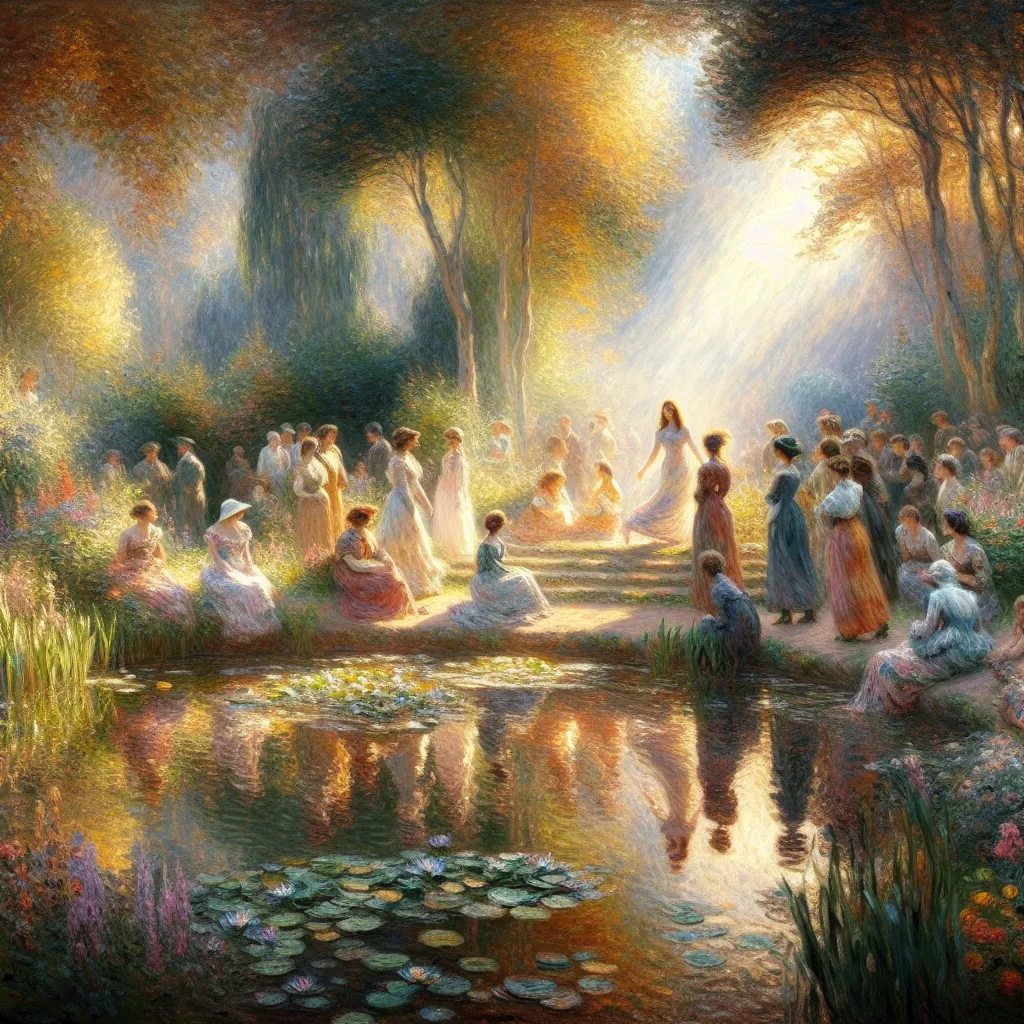 Transformation, Identity, Acceptance, Friendship, Empowerment in the style of Monet