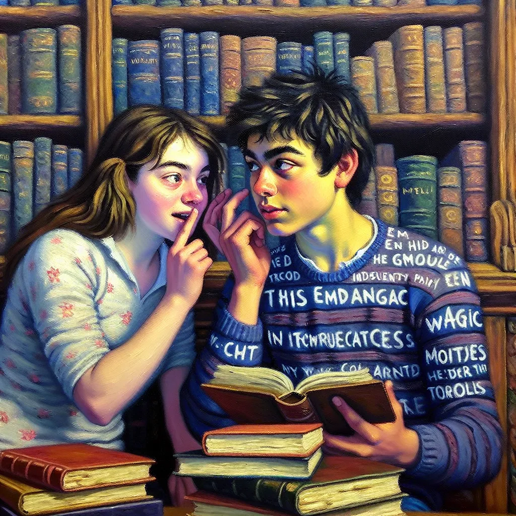 Teenager, Hormones, Library, Magic, Advice in the style of Monet