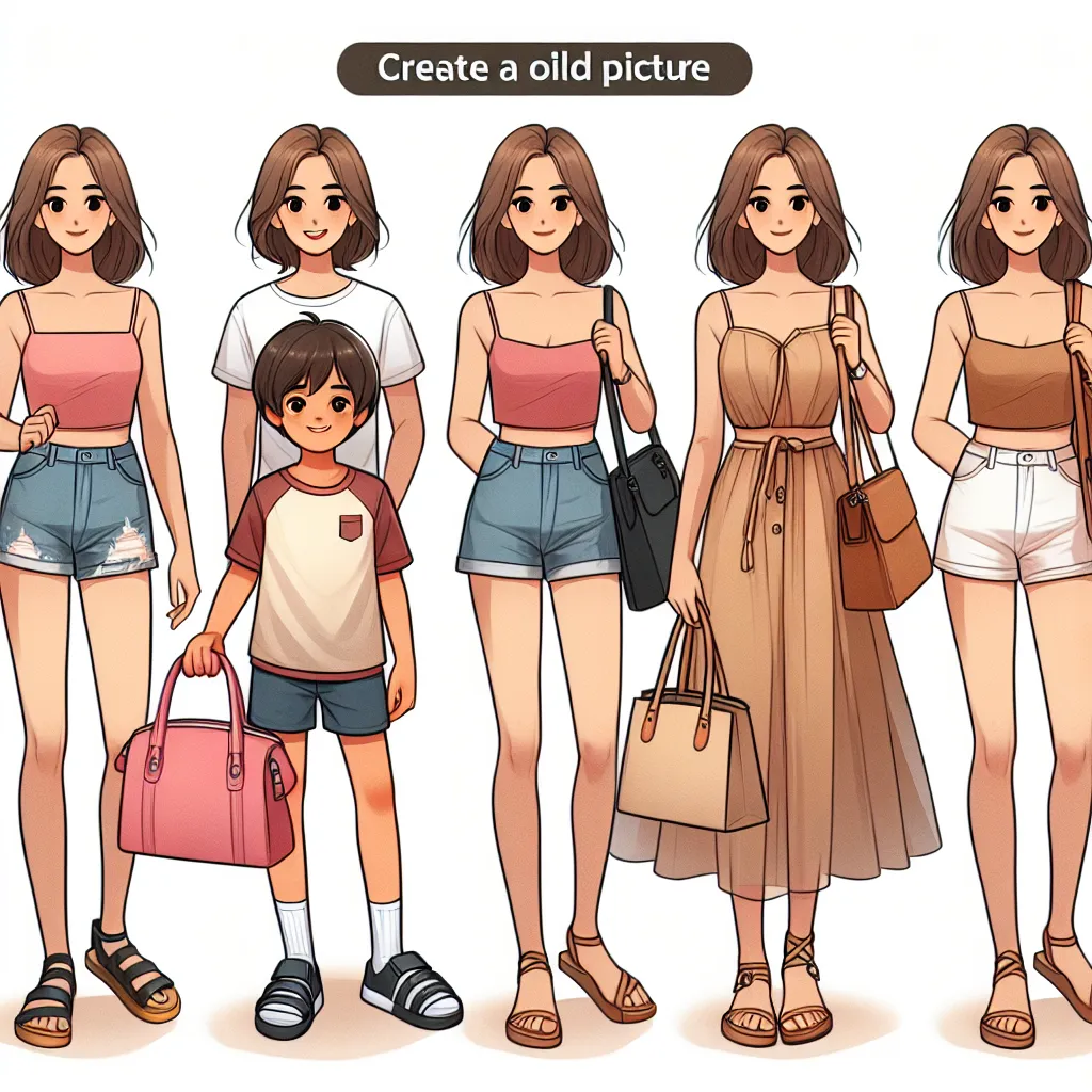 The image accompanying this story could be a depiction of an 8-year-old boy named Tommy Jenkins and his 22-year-old cousin Samantha. Tommy is seen wearing Birkenstocks and a pink purse, while Samantha and her friends are pictured wearing tank tops, short shorts, and holding purses or bags.