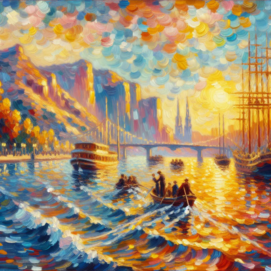 Golden, Affluent, Hollywood, Transition, Serendipity in the style of Monet