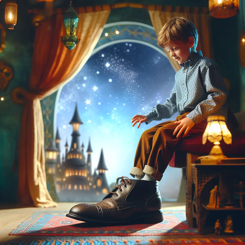 A young boy named Ethan finds himself in an unexpected and magical transformation while exploring a friend's house, stepping into his friend's mother's shoes—literally.