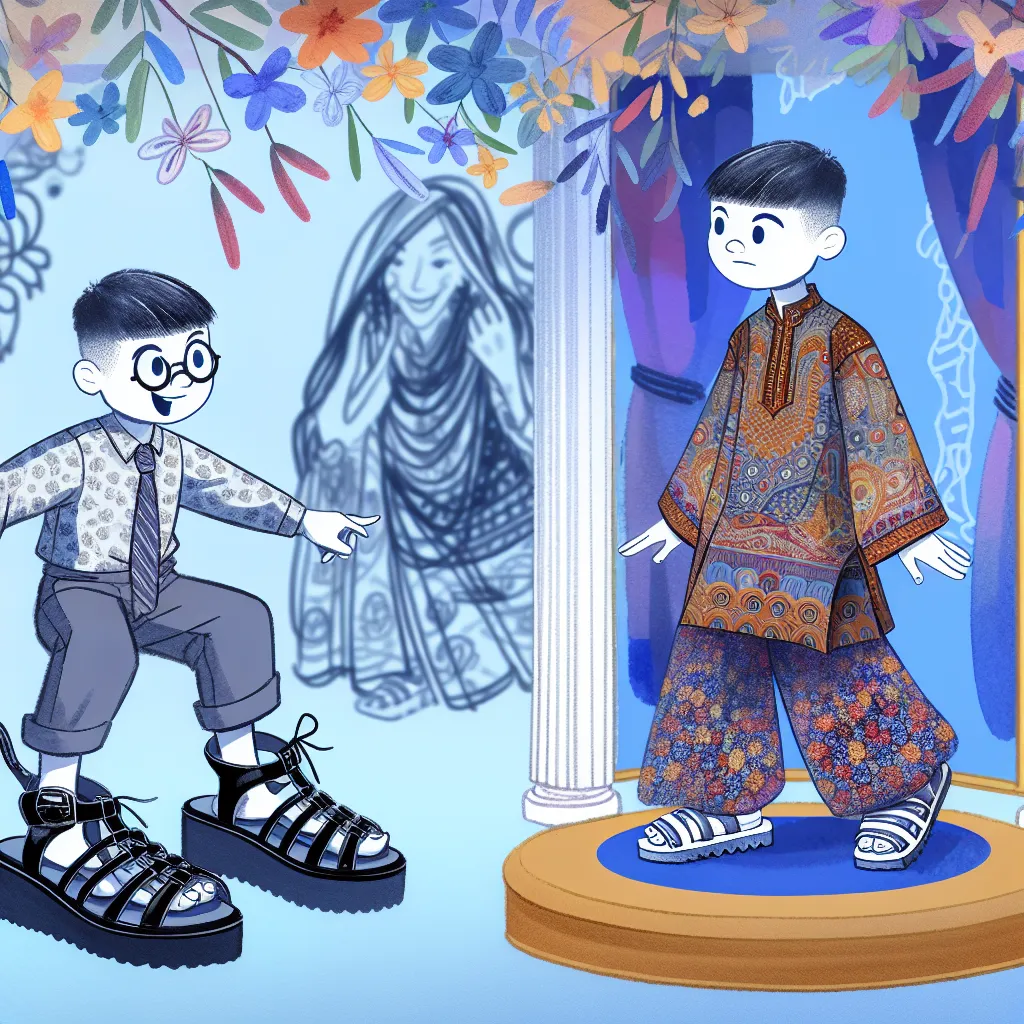 A young boy accidentally transforms into his friend's stylish mother after trying on her platform sandals, leading to a whirlwind of chaos and self-discovery in their shared home.