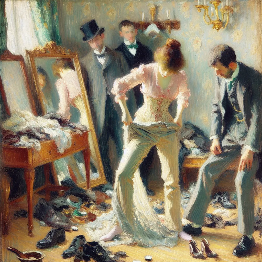 Fashion, Wardrobe malfunction, Nostalgia, Fix, Help in the style of Monet