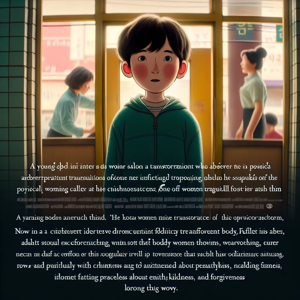 A young boy named Jamie visits a Korean hair salon and experiences a magical body swap with one of the women. Struggling to adjust to his new body, Jamie must find a way to switch back. With determination and bravery, he ultimately learns valuable lessons of understanding, kindness, and forgiveness.