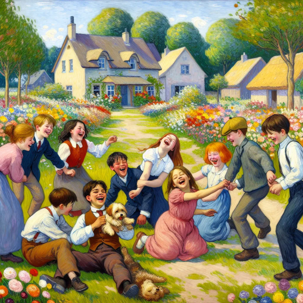 Pet, Prank, Hypnosis, Mischief, Comedy in the style of Monet