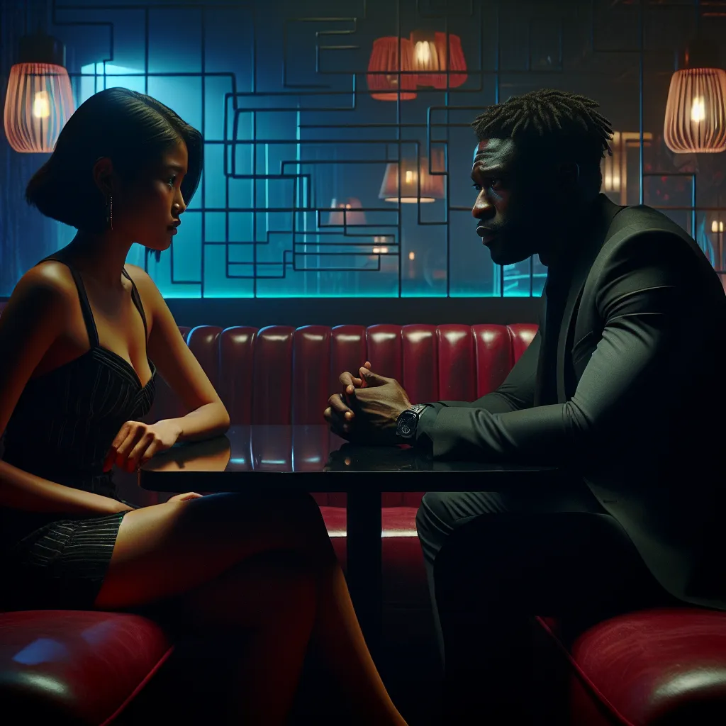 A suspenseful romance unfolds in a dimly lit club as Callie meets a mysterious stranger named Dax, seeking his help to find her missing sister. Tensions rise between them in a private booth, leading to unexpected twists and a growing sense of intrigue.