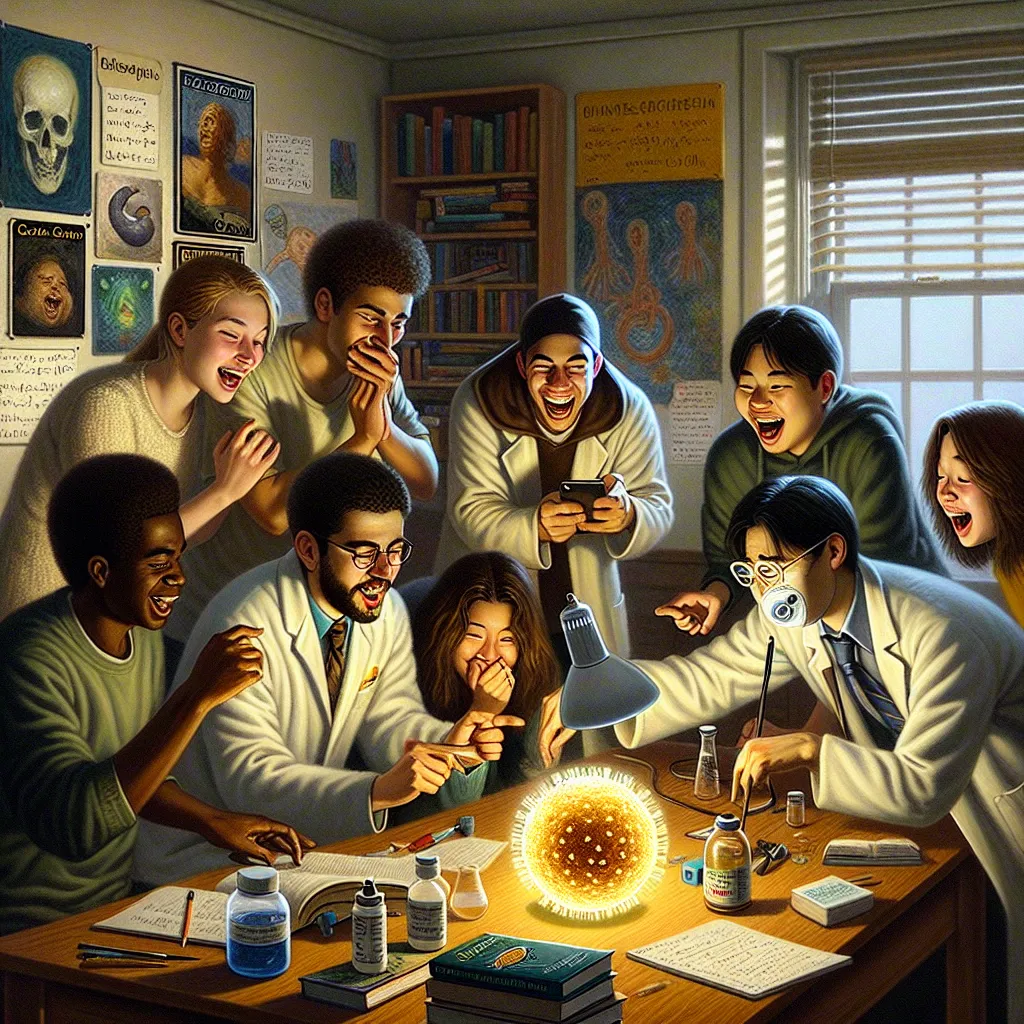 Humorous, Transformation, Friendship, College, Virus in the style of Monet