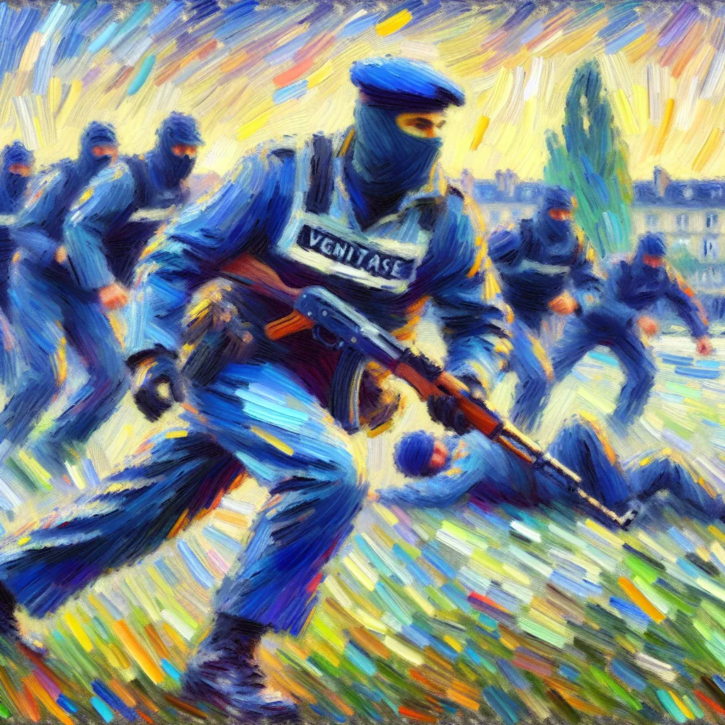 Vigilante, Training, Justice, Hero, Determination in the style of Monet