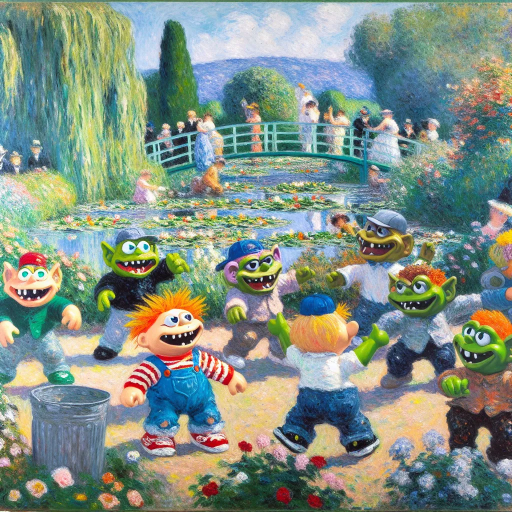 Spectacle, Characters, Battle, Clickbait, Garbage Pail Kids in the style of Monet