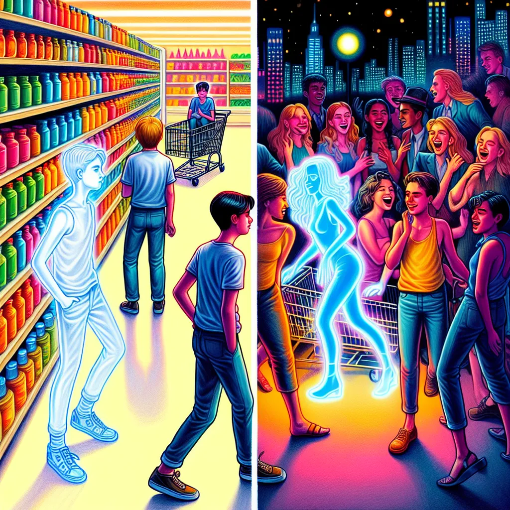 A young boy named Mason Taylor, invisible in a supermarket, accidentally switches bodies with a woman named Sophie, exploring a bizarre world through her eyes, taken on a night out by her friends.