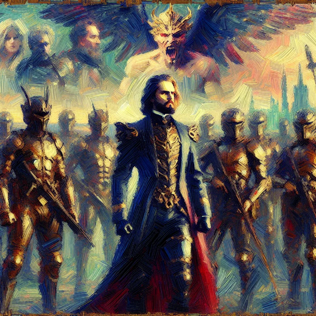 Clash, Lucifer Morningstar, Multiverse, Characters, Showdown in the style of Monet