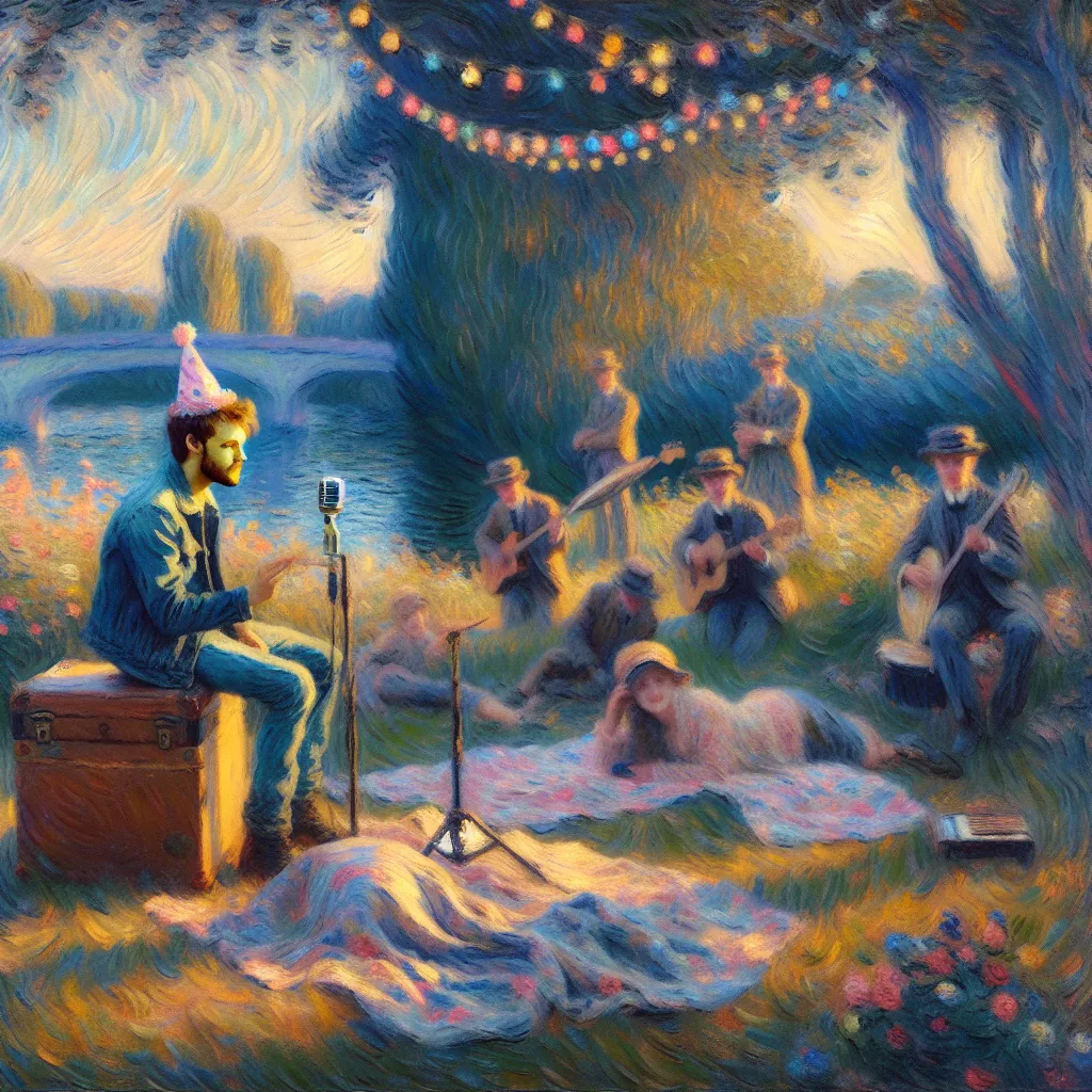 Liam, Birthday, Transformation, Music, Fame in the style of Monet