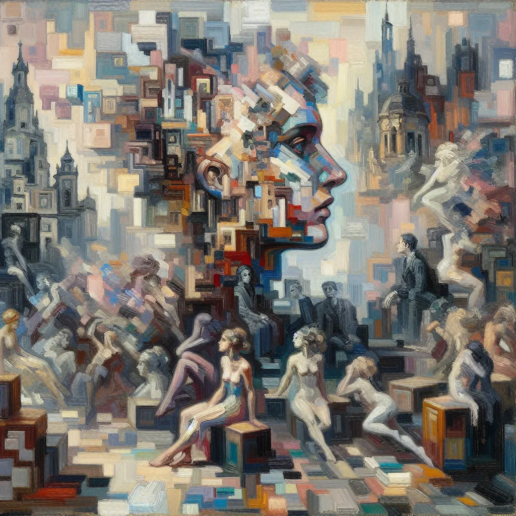 Identity, Authenticity, Fear, Acceptance, Liberation in the style of Monet