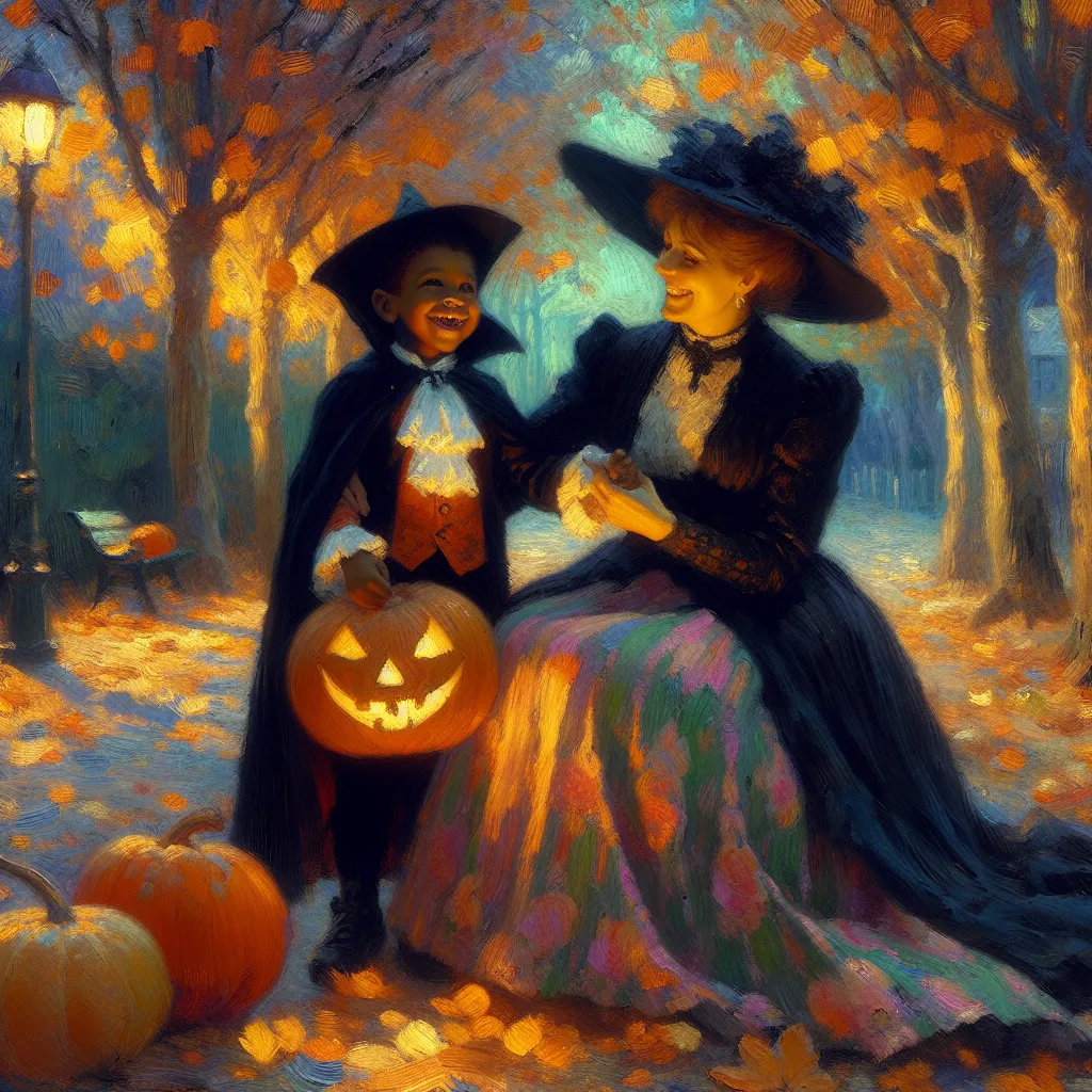 Halloween, Costume, Son, Memories, Mother in the style of Monet